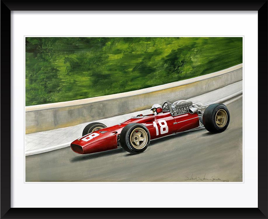 "Lorenzo Bandini, Ferrari 312, May 1967" by Patrick Faure