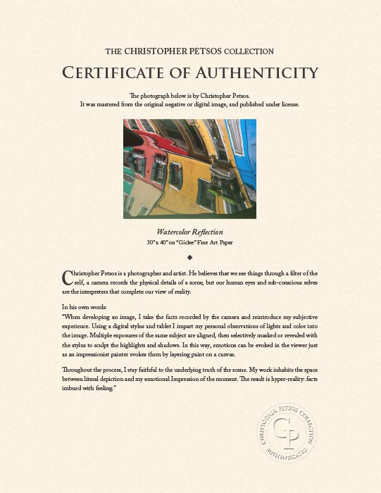 Watercolor Reflection, Wall Art by Christopher Petsos