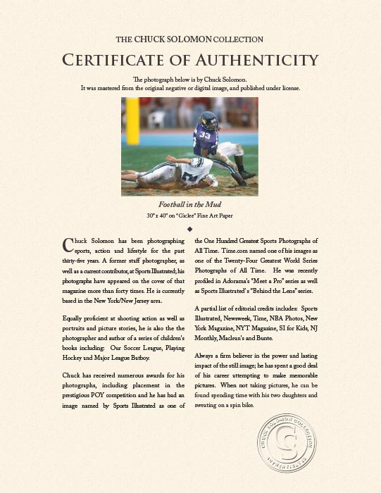 "Football in the Mud" by Chuck Solomon Photography-Artography Limited