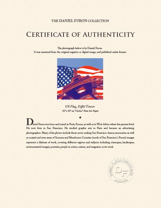 "US Flag, Eiffel Tower" by Daniel Furon Photography-Artography Limited