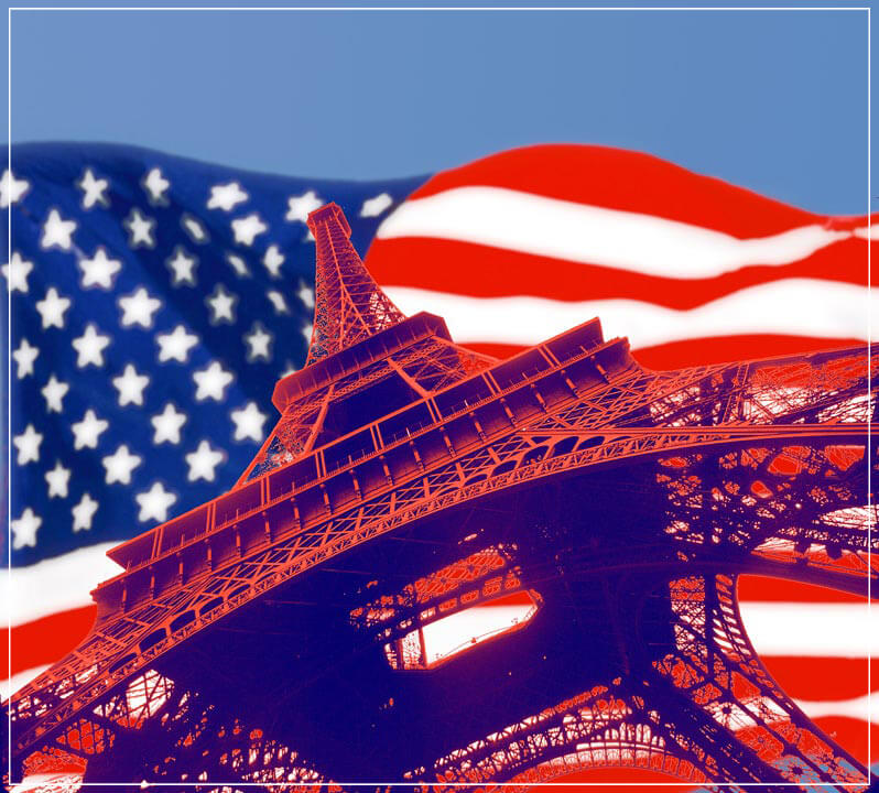"US Flag, Eiffel Tower" by Daniel Furon Photography-Artography Limited