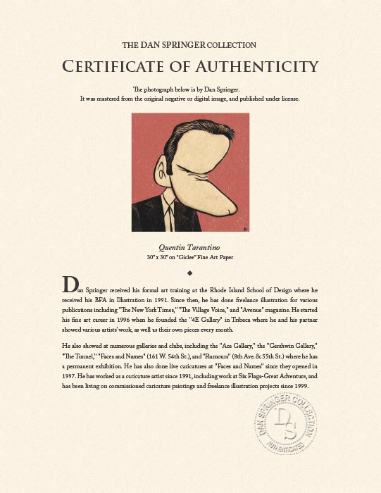 "Quentin Tarantino" by Dan Springer Photography-Artography Limited