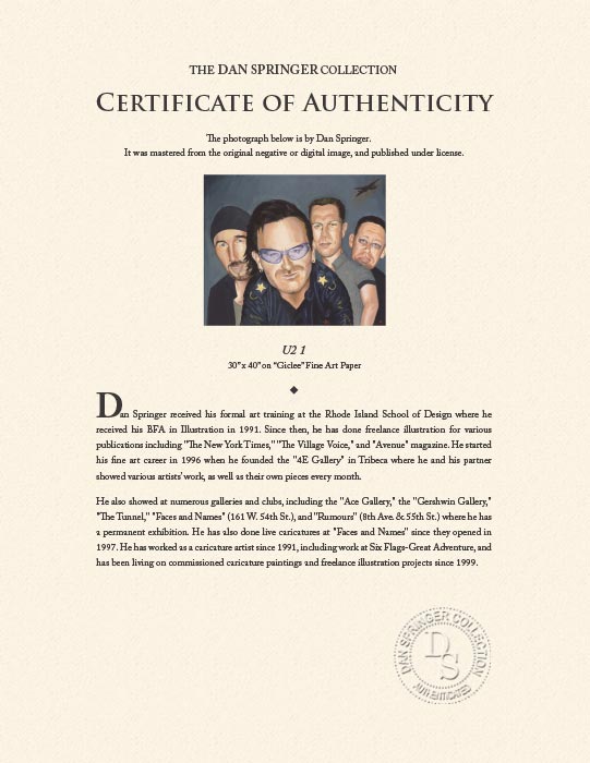 "U2 1" by Dan Springer Photography-Artography Limited