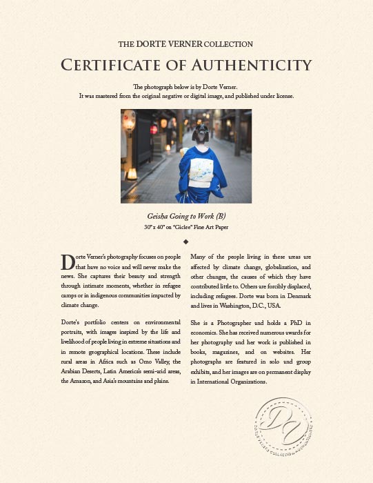"Geisha Going to Work (B)" by Dorte Verner Photography-Artography Limited