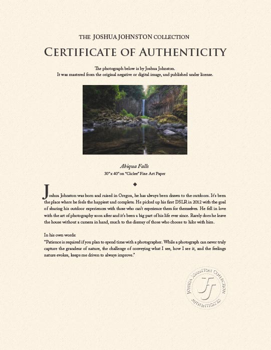 "Abiqua Falls" by Joshua Johnston Photography-Artography Limited