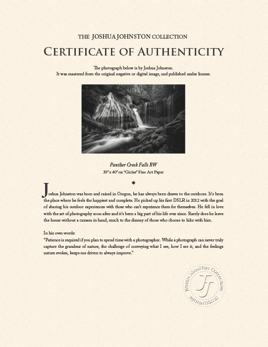 "Panther Creek falls B" by Joshua Johnston Photography-Artography Limited