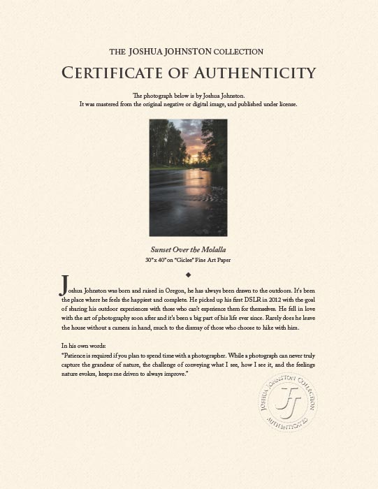 "Sunset Over the Molalla" by Joshua Johnston Photography-Artography Limited