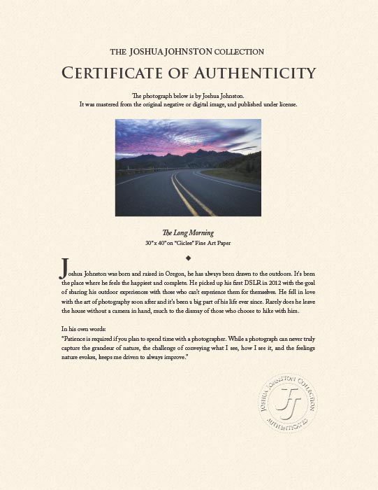 "The Long Morning" by Joshua Johnston Photography-Artography Limited