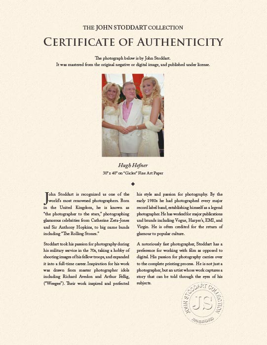 "Hugh Hefner" by John Stoddart Photography-Artography Limited