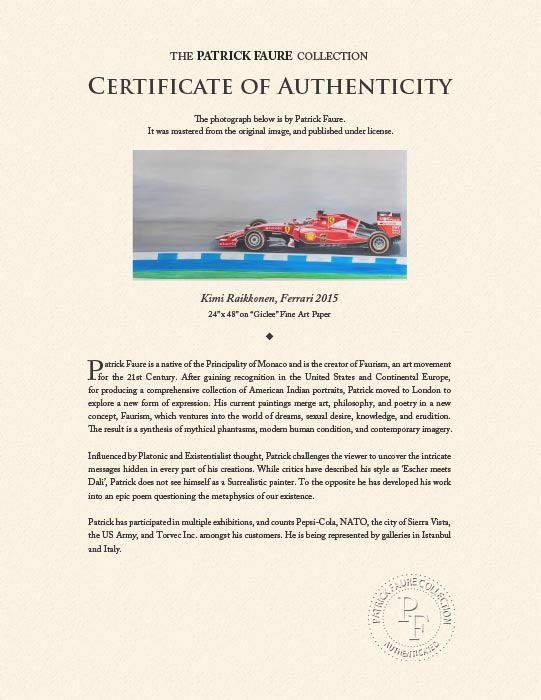 "Kimi Raikkonen, Ferrari 2015" by Patrick Faure-Artography Limited