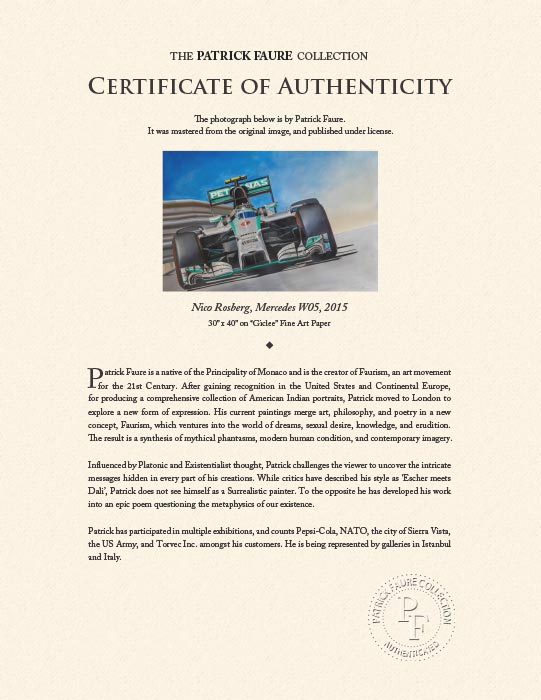 "Nico Rosberg, Mercedes W05, 2015" by Patrick Faure-Artography Limited