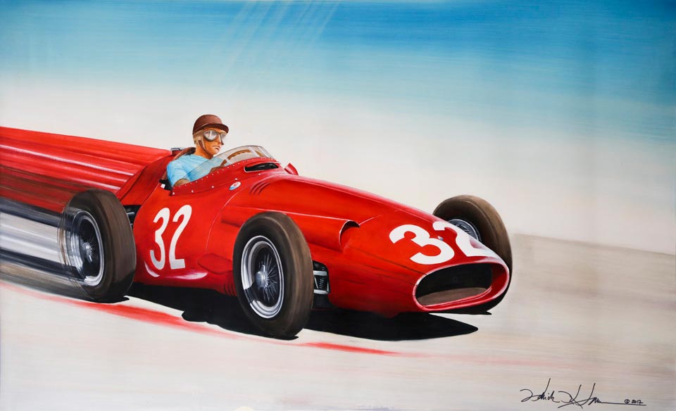 "Juan Manuel Fangio, Maserati F250, May 1957" by Patrick Faure