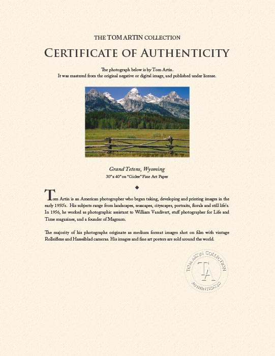 "Grand Tetons, Wyoming" by Tom Artin Photography-Artography Limited