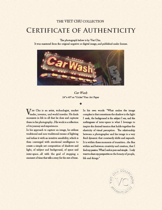 "Car Wash" by Viet Chu Photography-Artography Limited