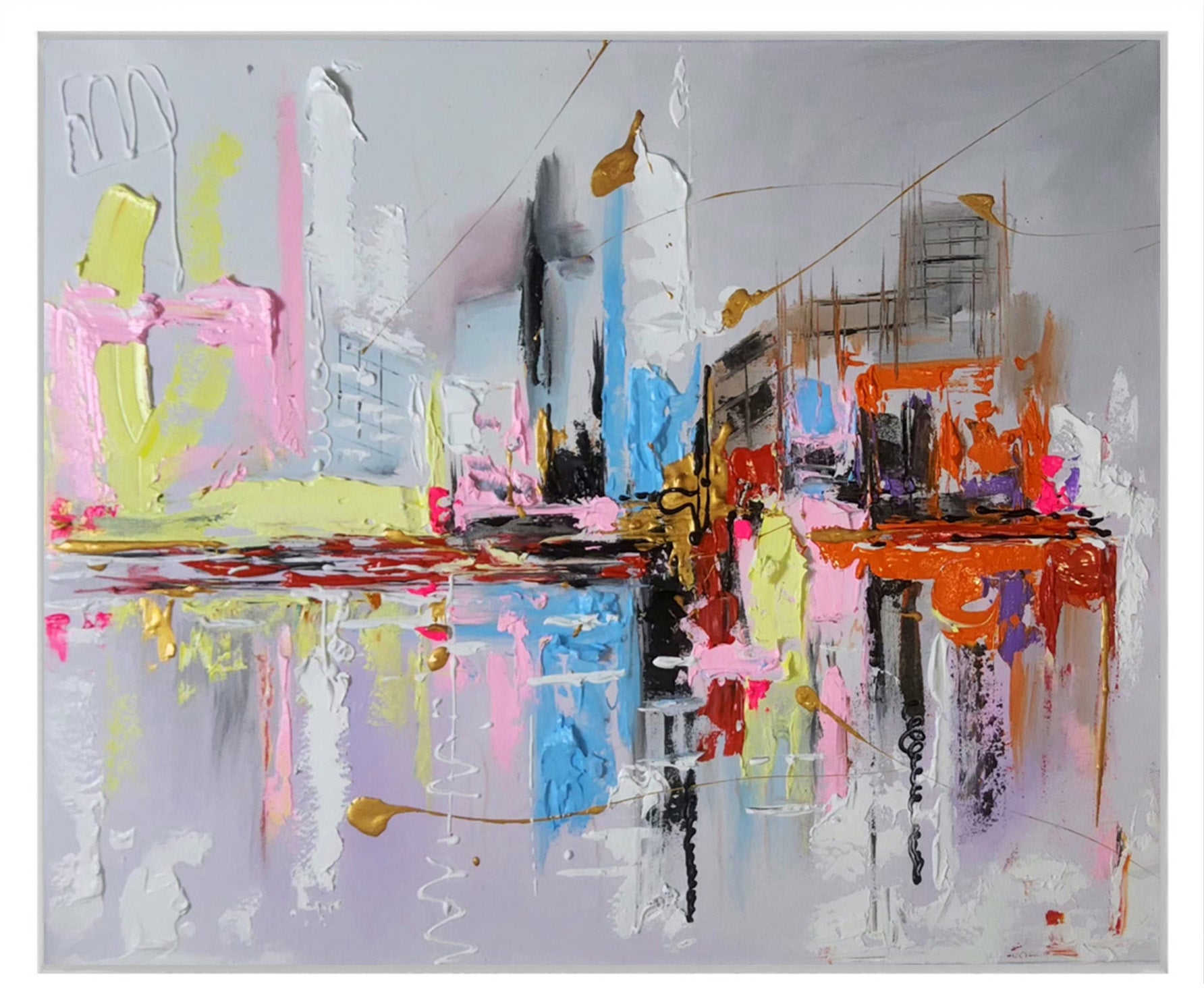 "Ethereal Cityscape" - Mix Media Wall Art