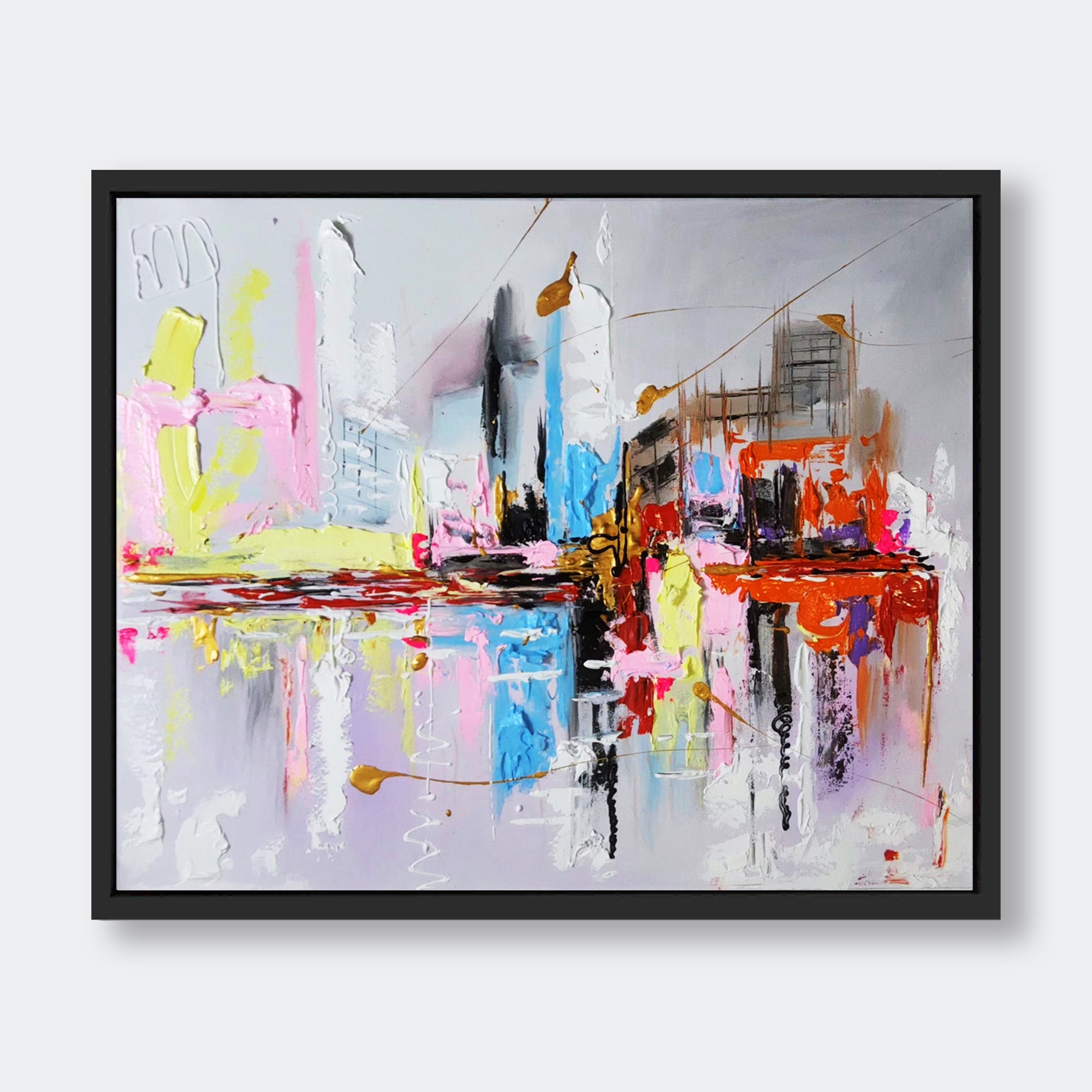 "Ethereal Cityscape" - Mix Media Wall Art