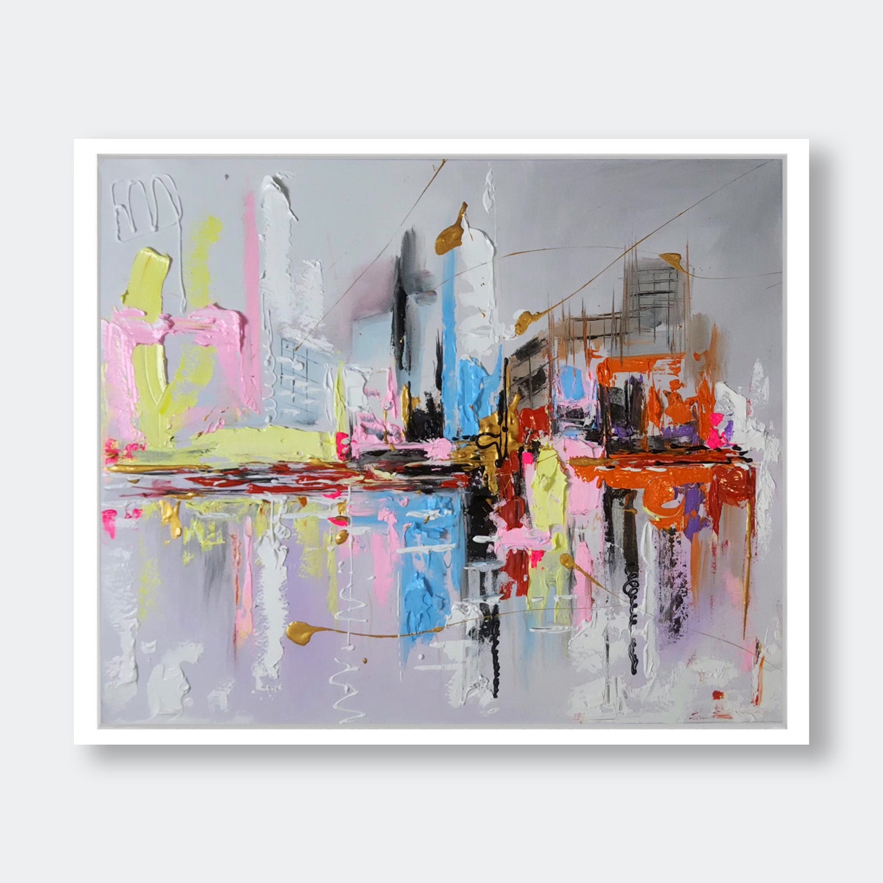 "Ethereal Cityscape" - Mix Media Wall Art