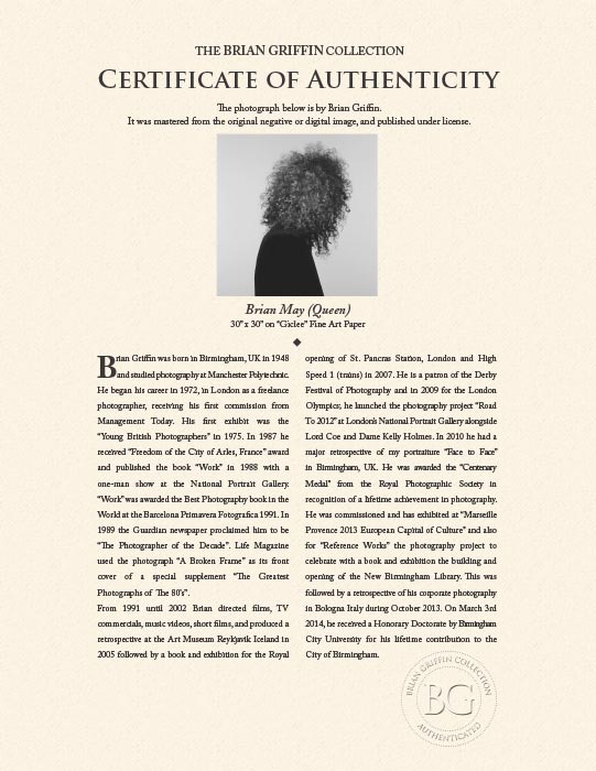 "Brian May (Queen)" by Brian Griffin Photography-Artography Limited