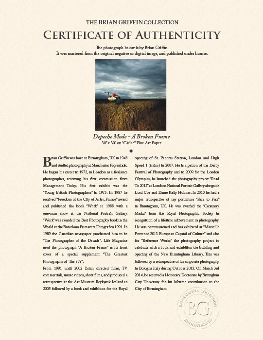 "Depeche Mode - A Broken Frame" by Brian Griffin Photography-Artography Limited