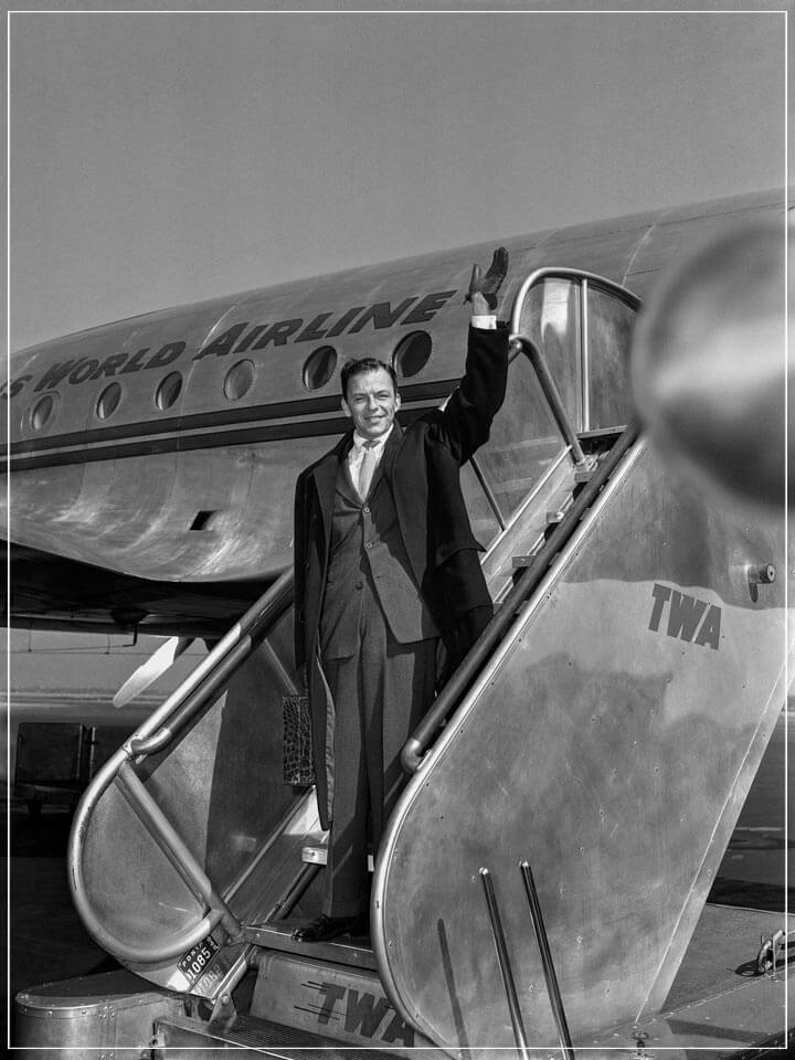 "Frank Sinatra on TWA at La Guardia Airport, NYC" by Barry Kramer Photography-Artography Limited