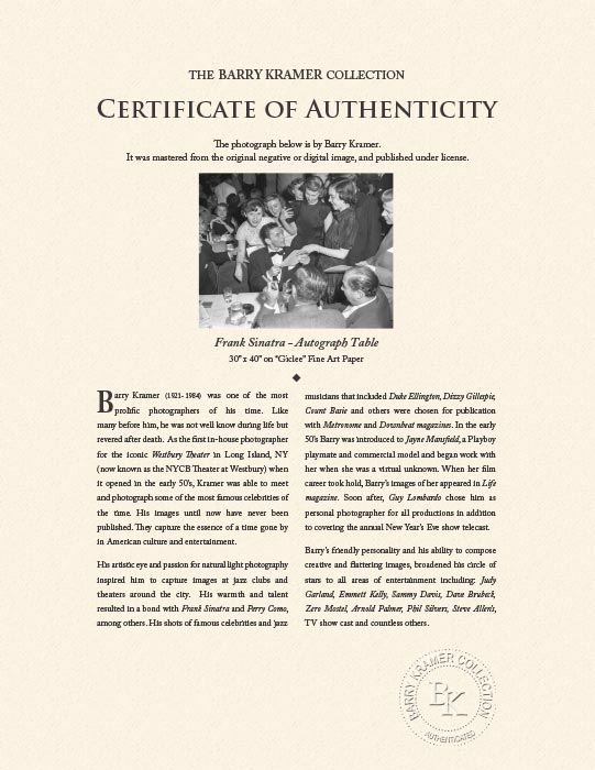 "Frank Sinatra - Autograph Table" by Barry Kramer Photography-Artography Limited