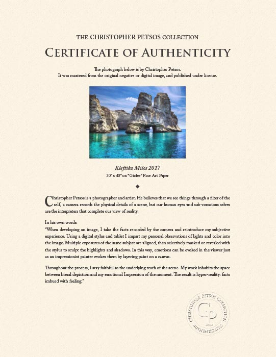 "Kleftiko Milos 2017" by Christopher Petsos Photography-Artography Limited