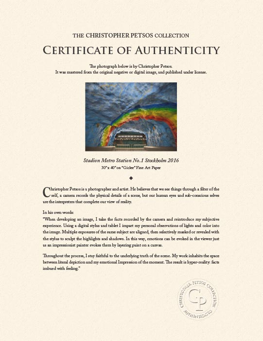 "Stadion Metro Station No.1 Stockholm 2016" by Christopher Petsos Photography-Artography Limited