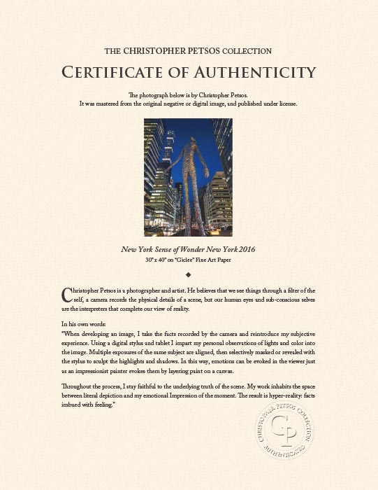 "New York Sense of Wonder" by Christopher Petsos Photography-Artography Limited