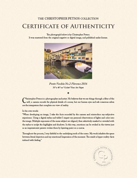 "Ponte Vecchio No.2 Florence 2016" by Christopher Petsos Photography-Artography Limited