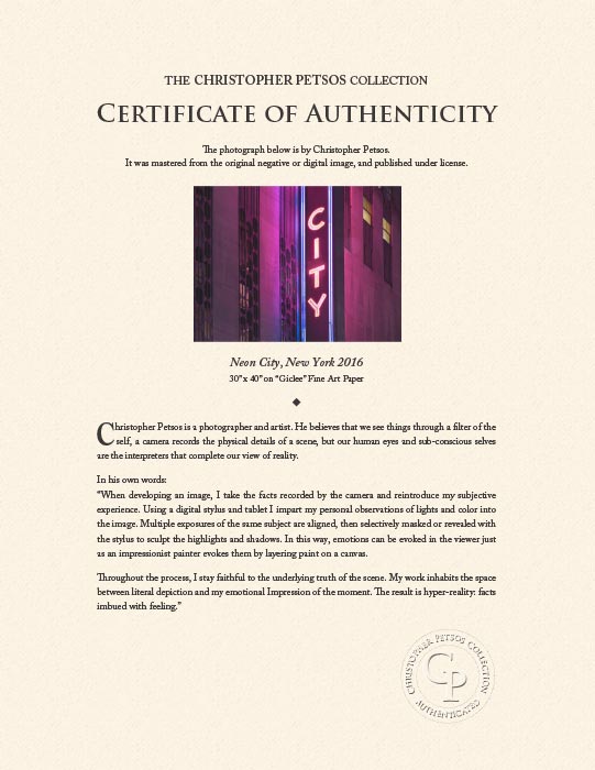 "Neon City, New York 2016" by Christopher Petsos Photography-Artography Limited