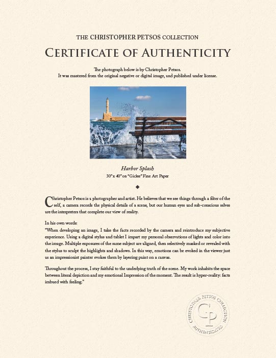 "Harbor Splash" by Christopher Petsos Photography