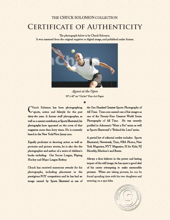 "Agassi at the Open" by Chuck Solomon Photography-Artography Limited