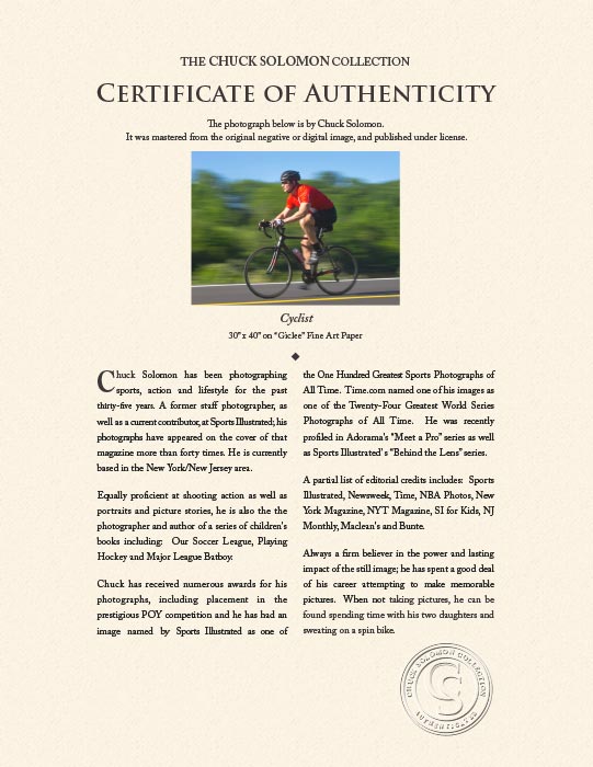 "Cyclist" by Chuck Solomon Photography-Artography Limited