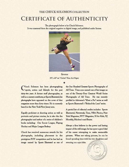 "Serena" by Chuck Solomon Photography-Artography Limited