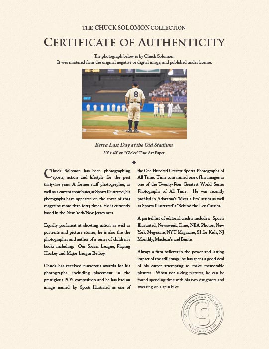 "Berra Last Day at the Old Stadium" by Chuck Solomon Photography-Artography Limited