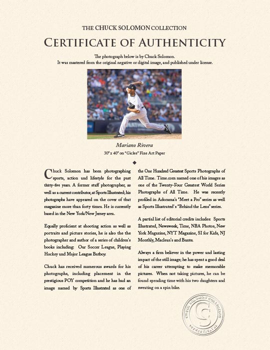 "Mariano Rivera" by Chuck Solomon Photography-Artography Limited