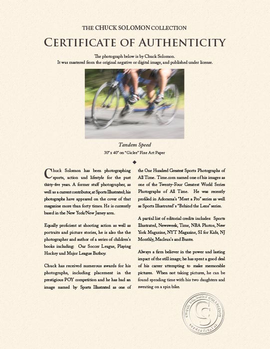 "Tandem Speed" by Chuck Solomon Photography-Artography Limited