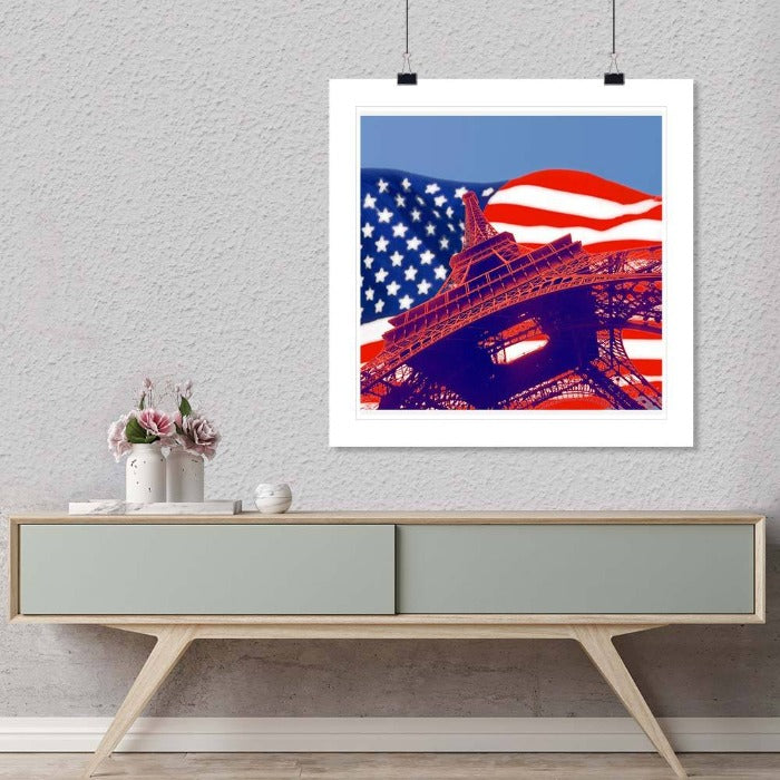 "US Flag, Eiffel Tower" by Daniel Furon Photography-Artography Limited