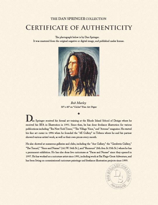 "Bob Marley" by Dan Springer Photography-Artography Limited