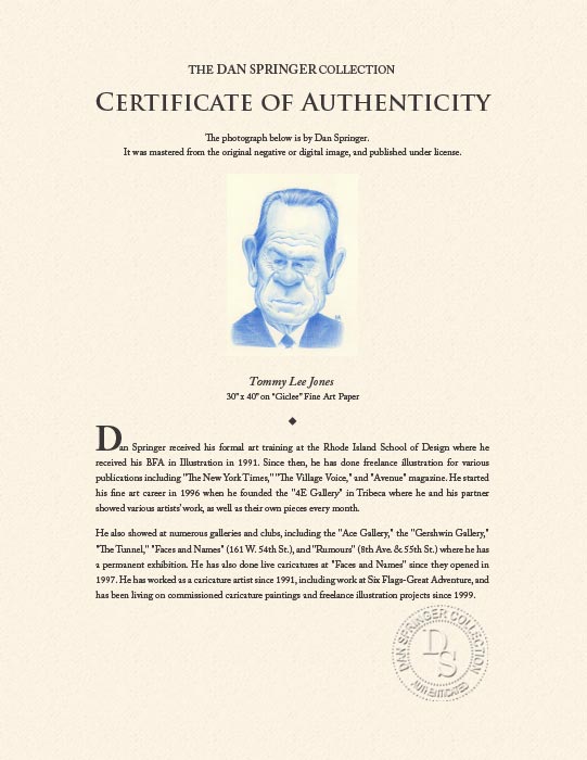 "Tommy Lee Jones" by Dan Springer Photography-Artography Limited