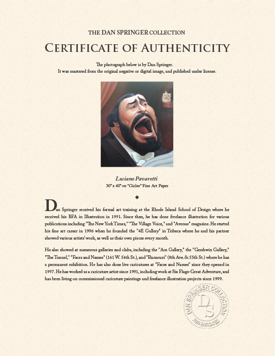 "Luciano Pavarotti" by Dan Springer Photography-Artography Limited