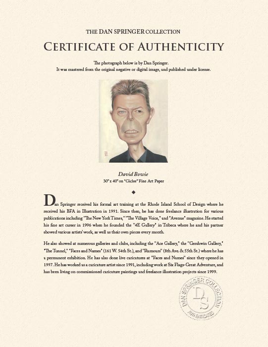 "David Bowie" by Dan Springer Photography-Artography Limited