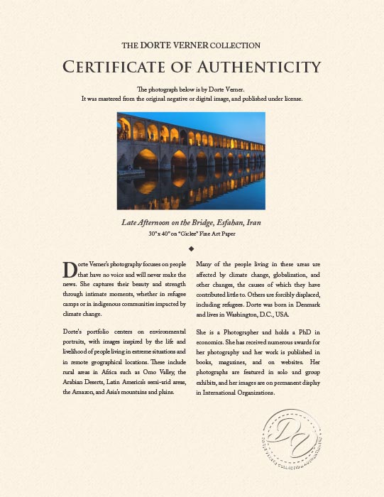 "Late Afternoon on the Bridge, Esfahan, Iran" by Dorte Verner Photography-Artography Limited