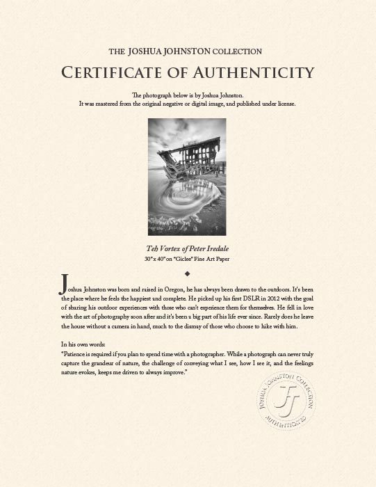 "The Vortex of Peter Iredale" by Joshua Johnston Photography-Artography Limited