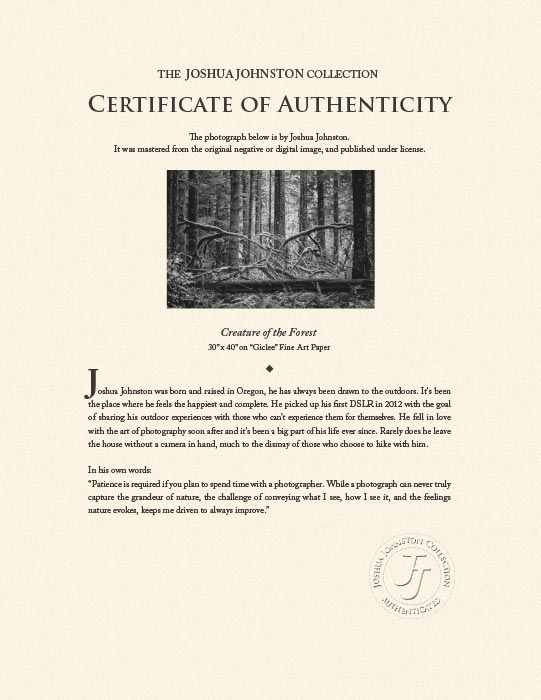 "Creature of the forest" by Joshua Johnston Photography-Artography Limited