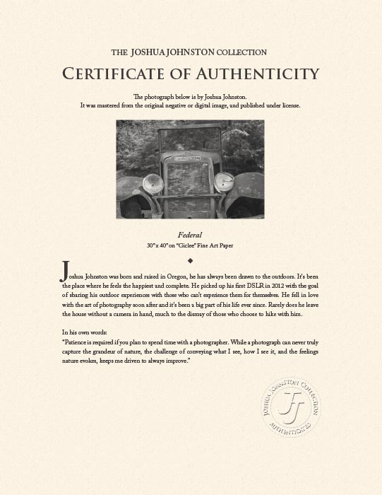 "Federal" by Joshua Johnston Photography-Artography Limited