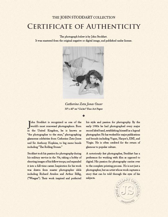 "Catherine Zeta Jones Oscar" by John Stoddart Photography-Artography Limited