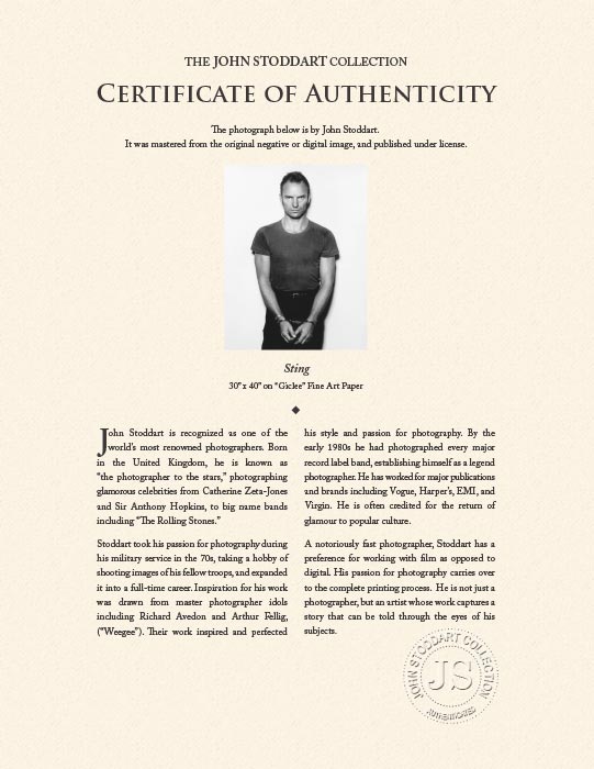 "Sting" by John Stoddart Photography-Artography Limited