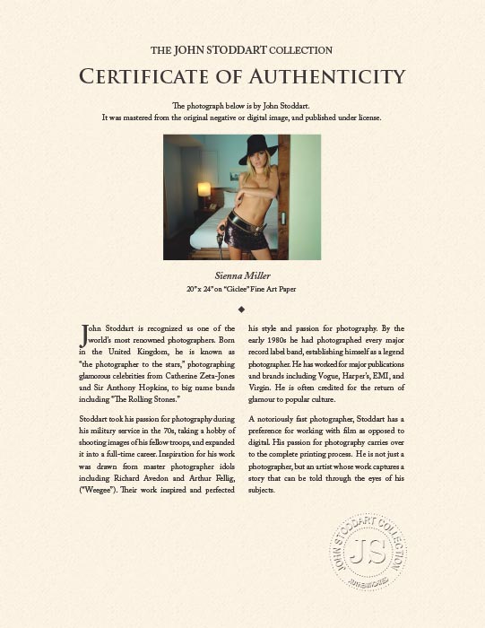 "Sienna Miller" by John Stoddart Photography-Artography Limited