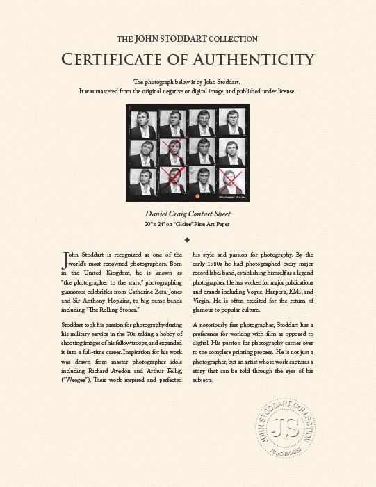 "Daniel Craig Contact Sheet" by John Stoddart Photography-Artography Limited